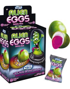 200 St Vidal Alien Eggs - Tyggegummiegg med Fyld - Hel Æske 1 kg