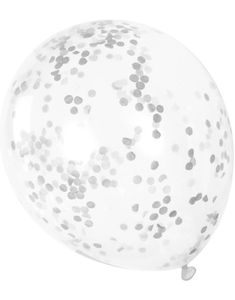 6 stk 30 cm Gennemsigtige Balloner med Sølvfarvet Konfetti