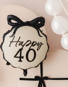 Happy 40 - Folieballong med Sløyfe 45x47.5 cm