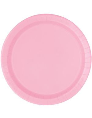 16 stk Lys Pink Paptallerkner 22 cm