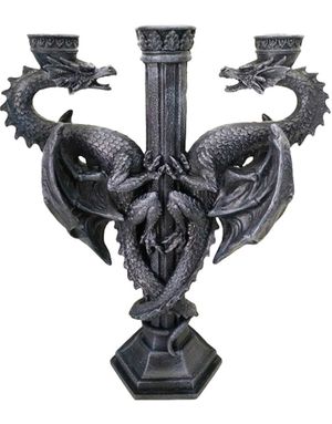 Dragons Altar - 3-armet Lysestage med Drager 29 cm