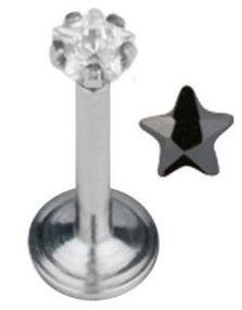 Labret Piercing med Stjerneformet Sort Sten