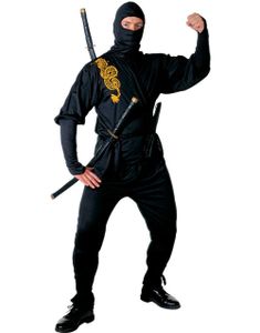 Sort Ninjakostume med Maske
