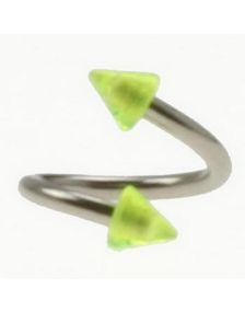 Curve Øjenbrynspiercing med Grønne Pigge - 1.2 x 8 mm