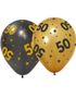 6 stk 50 års Feiring Ballonger 30 cm - Svart og Gull