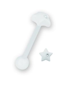 Star With Stone Hvid - Tungepiercing
