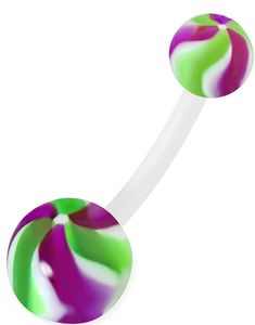 Candy Flower - Navlepiercing i Hvid, Lilla og Grøn