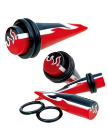Firenail Expander - Ørepiercing i Sort/Hvid/Rød
