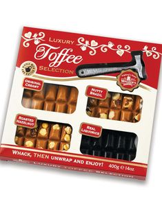 Walkers Toffee Selection - Gavepakke med Fire Forskellige Karameller og Metalhammer