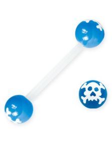Crazy Skull Blå - Tungepiercing