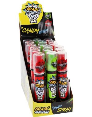18 stk Brain Blasterz Candy Spray - Sur Godterispray med Eple og Jordbærsmak - Hel Eske 504 ml
