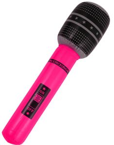 Oppustelig Neon Rosa Mikrofon 40 cm