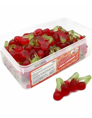 120 stk Sweetshop Twin Cherries - Boks med Vingummikirsebær 1,08 kg