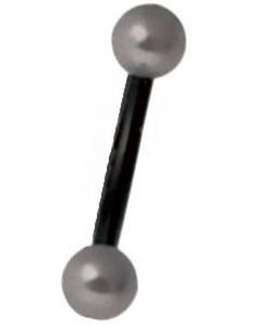 Sort Banan Øjenbrynspiercing med Grå Perler- 1.2 x 8 mm