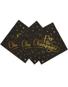 20 st Pop the Champagne - Sorte Servietter 33x33cm