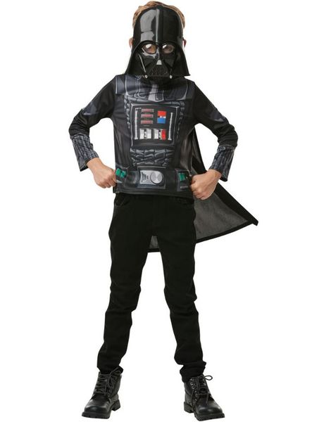 Lisensiert Darth Vader Kostymeskjorte, Maske og Kappe til Barn - 4-7 ÅR