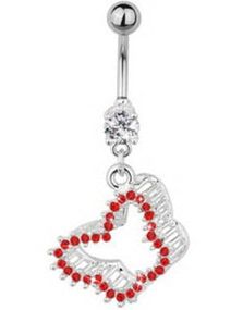 Sparkling Butterfly Navlepiercing - Rød