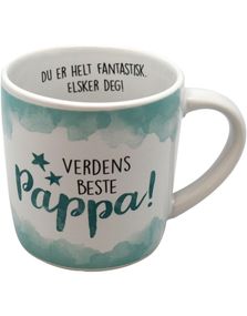 Verdens Beste Pappa - Hvidt og Turkis Krus med Tekst