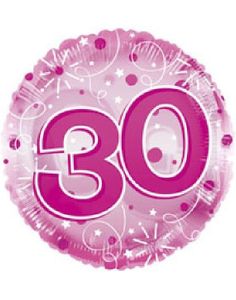 30-års Feiring - Rosa Gjennomsiktig Folieballong 61 cm