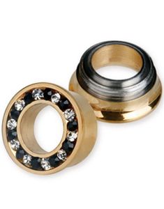 Guldfarvet Piercing Tunnel med Klare og Sorte