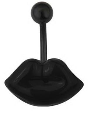 Gothic Lady Lips Navlepiercing - Sort