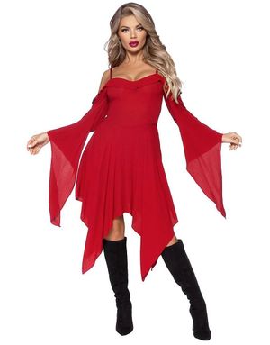 Rød Off Shoulder kostume kjole til kvinder
