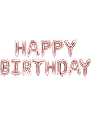 Happy Birthday - Rosé Gullfarget Folieballonger 340x35 cm