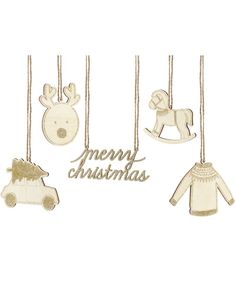 10 stk Tags i Treverk med 5 Forskjellige Juledesign