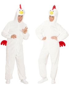 Hvidt Unisex Kyllingekostume i Plys