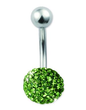 Disco Ball Navlepiercing - Sølvfarvet/Grøn