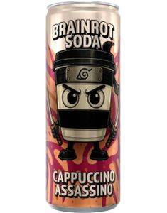 Brainrot Soda - Cappuccino Assassino - Sukkerfri Sodavand med Hindbær og Sukkerspindssmag 250 ml