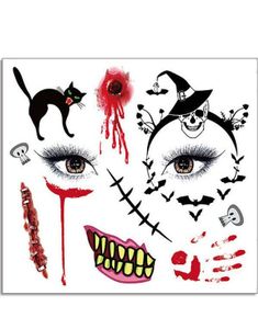Ark med Forskellige Halloween Tatoveringer (Falsk Tatovering)