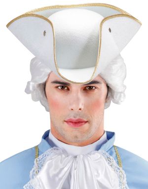 Hvid Tricorn Hat med Guldfarvet Kant