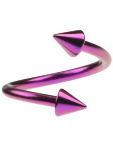Curve Lilla Øjenbrynspiercing med Spike Kugler - 1.2 x 10 mm