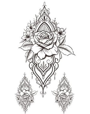 Flowered Mandala - 3 stk Tatoveringer (Fake Tattoo)