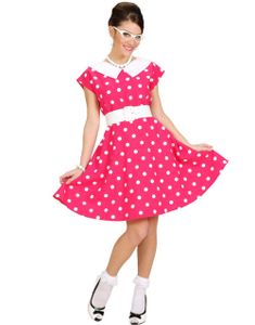 50'er Rosa Kjole med Prikker - Kostume