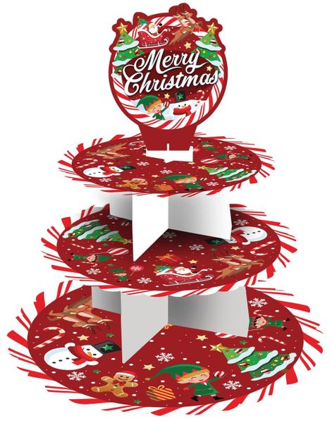3 Etasjer Merry Christmas Cupcake/Kakestativ