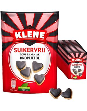 12 stk Klene Sukkerfrie Bløde Salt og Salmiak Hjertebider - Hele Æske 1,08 kg