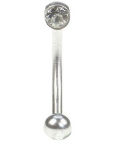 Øjenbrynspiercing med Sorte Sten - 1.2 x 8 mm 