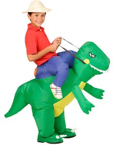 T-Rex Rytter - Oppusteligt Børnekostume