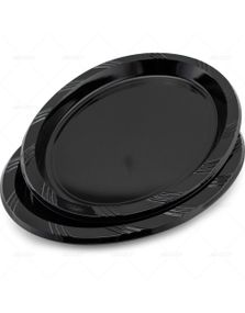 8 stk Sorte Genanvendelige Ovale Plasttallerkener/Serveringsfade 29,5x23 cm