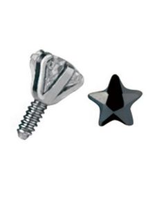 Dermal Anchor Kugle med Stjerneformet Sort Sten - Strl 3 mm kugle med 1,2 mm gevind