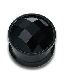 Sort Piercing Plug med Sort Diamant