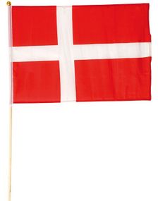 Danske Flagg på Pinne 40x30 cm