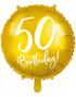 50th Birthday - Rund Guldfarvet Folieballon 45 cm