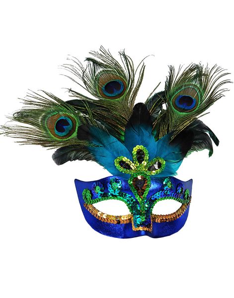 Påfugl Øjenmaske med Fjer