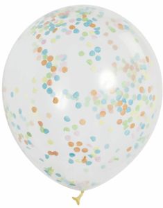 6 stk 30 cm Gennemsigtige Balloner med Flerfarvet Konfetti