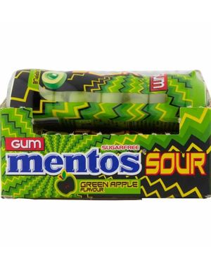 10 stk Mentos Sugarfree Sour Apple Gum - Sukkerfri Tyggegummi med Sur Eplesmak - Hel Eske 300 gram