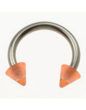 Rund Øjenbrynspiercing med Orange Spike Kugler - 1.2 x 8 mm