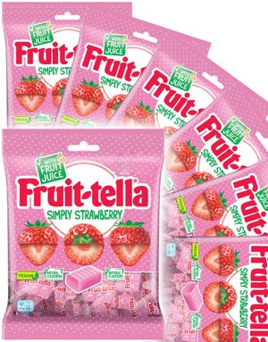 12 sk Poser med Fruit-tella Simply Strawberry - 1620 gram